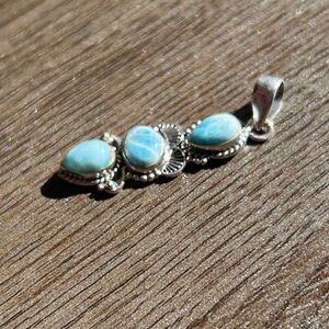 925 Sterling Silver Triple Larimar Pendant